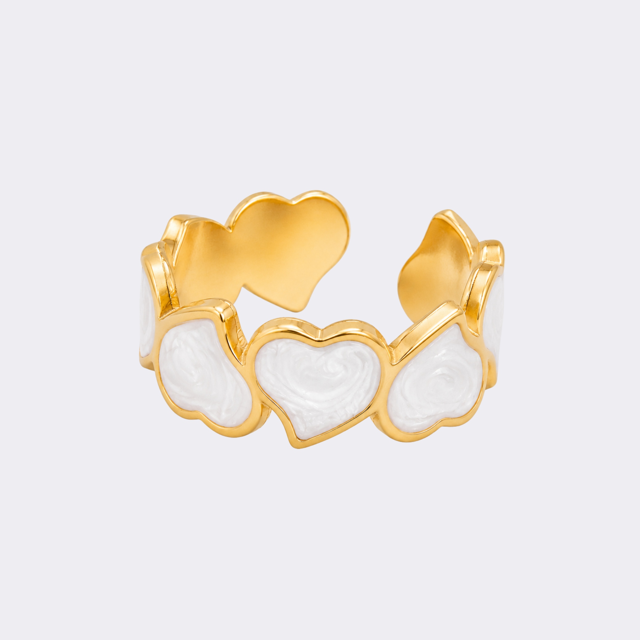 Anello Cuori Bianchi